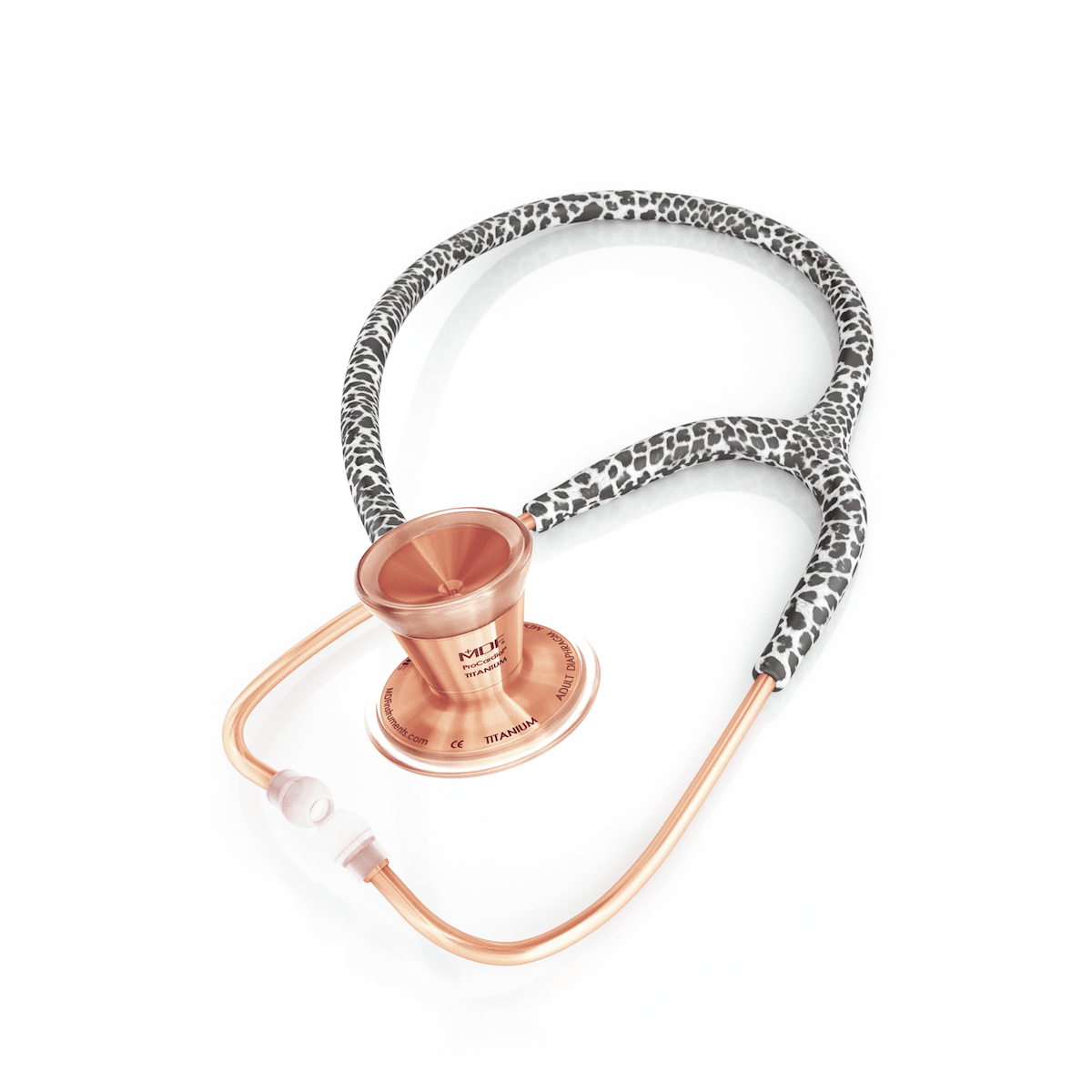 MDF® ProCardial® Adult Titanium Stethoscope - Rose Gold - Snow Leopard